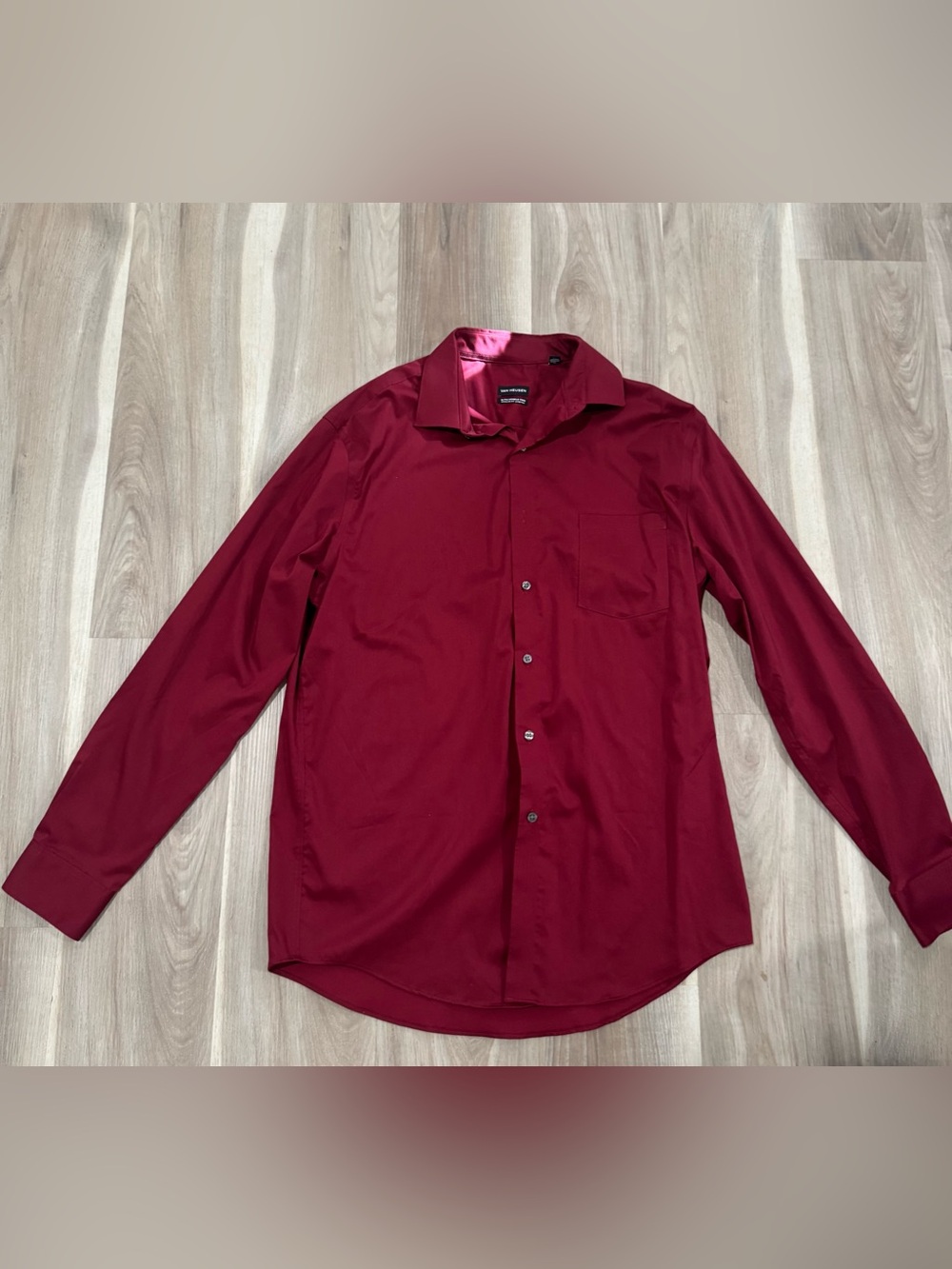 Men's Large Long-Sleeve Button-Up Shirt - Burgundy